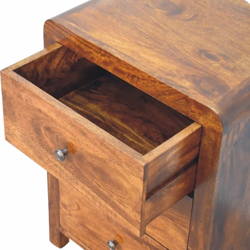 Wyld Haus Aspen 3 Drawer Bedside Table in Brown Solid Mango Wood, H: 60 cm, W: 35 cm, D: 45 cm – 5