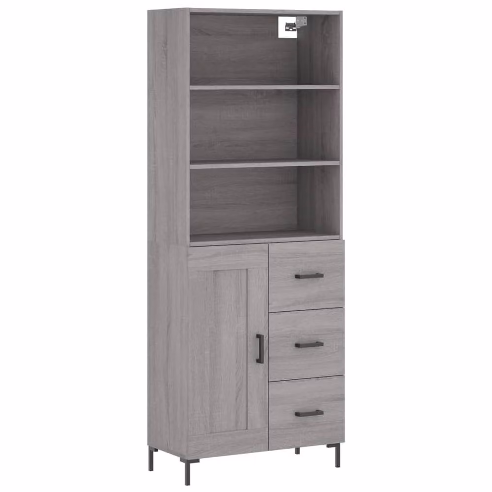 Berkfield Home Grey Sonoma Highboard with Hinged Doors and Internal Shelves, W/D/H: 69.5 x 34 x 180 cm – 3