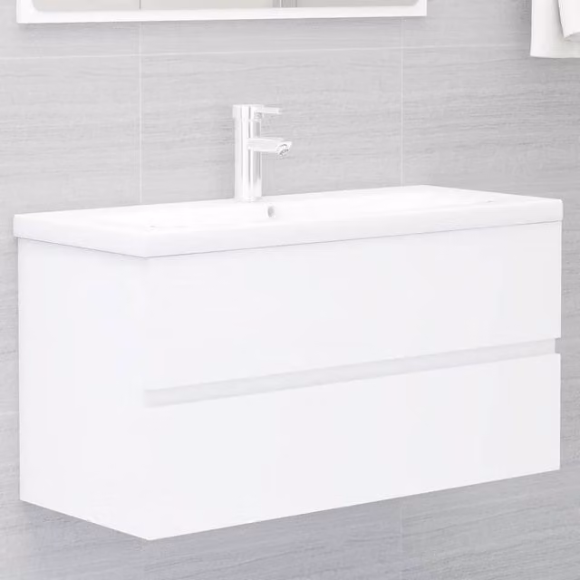 Berkfield Home White Sink Cabinet W/D/H: 90 x 38.5 x 45 cm