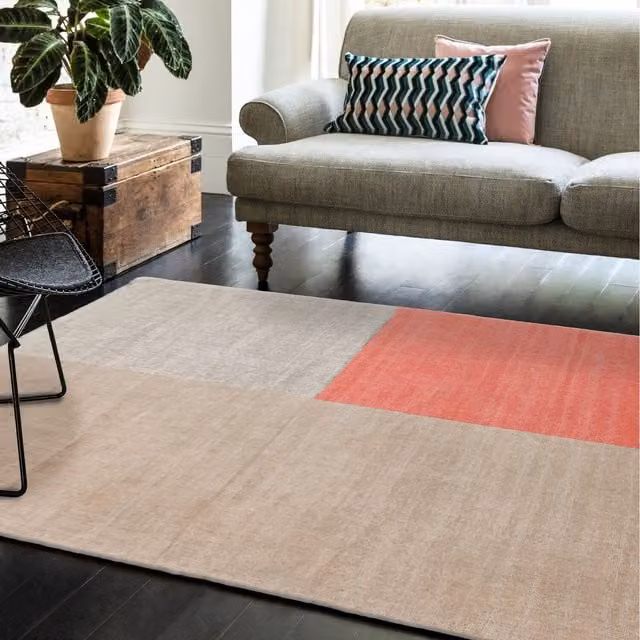 Asiatic Carpets Blox Geometric Wool Area Rug in Beige and Pink