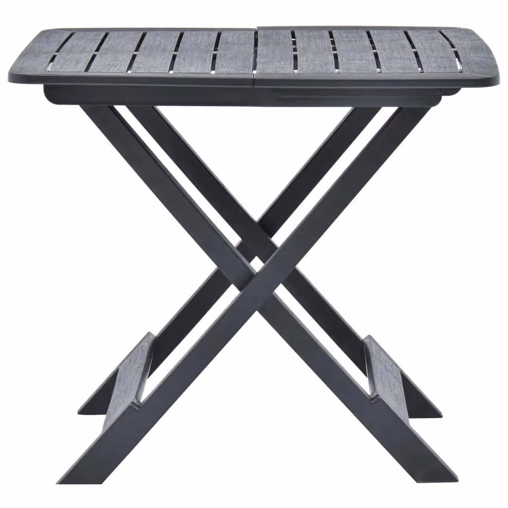Berkfield Home Folding Garden Table in Anthracite Black Plastic, W/D/H: 79 x 72 x 70 cm – 2