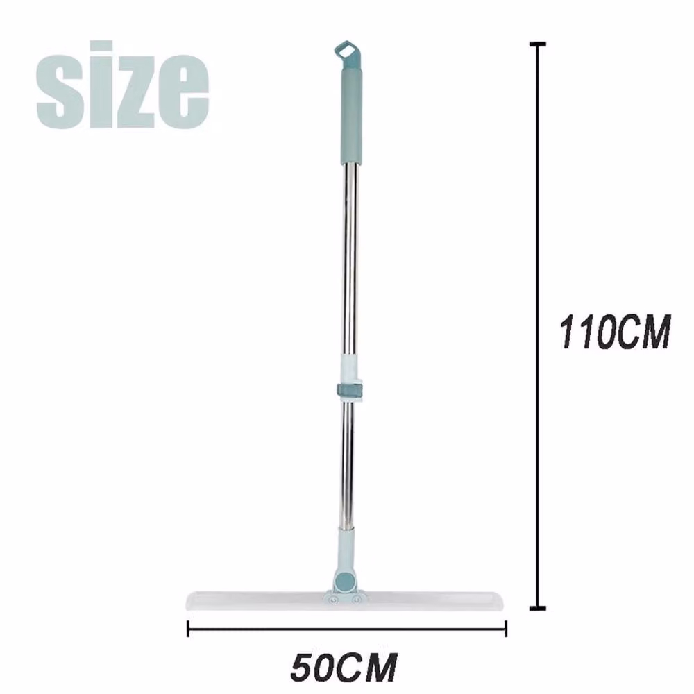 KORVIXA Magic Silicone Broom and Floor Cleaning Squeegee in Silver with Telescopic Handle – 1