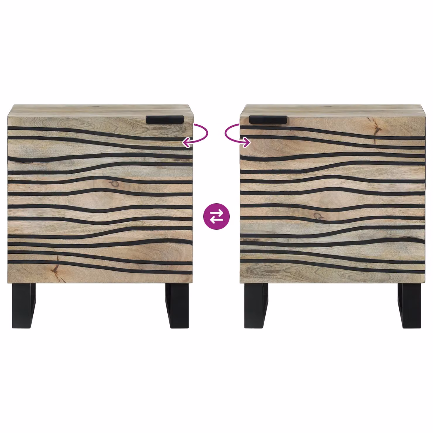 Berkfield Home Rustic Mango Wood Bedside Table in Brown, W/D/H: 40 x 33.5 x 46 cm – 7
