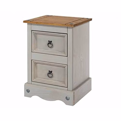 Core Products Corona 2-Drawer Petite Bedside Table in Grey and Waxed Pine – 1