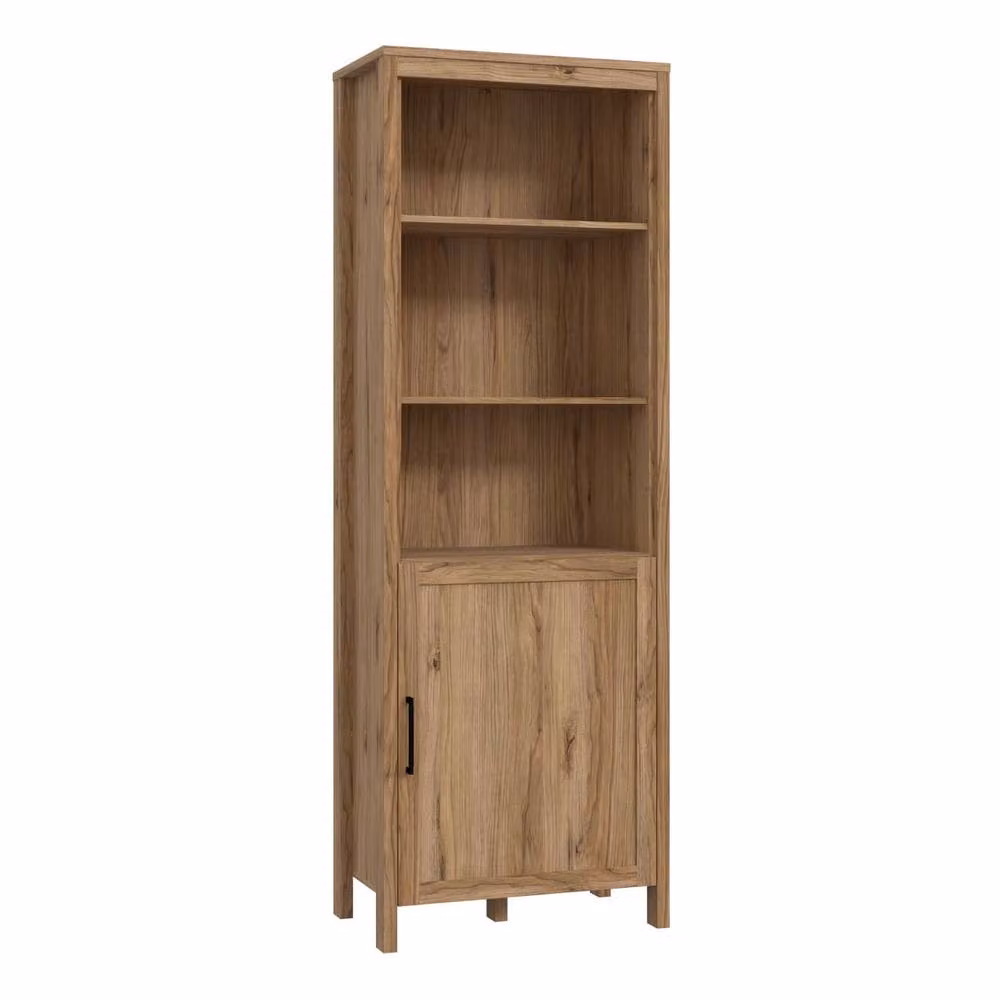 Wyld Haus Mossbloom Waterford Oak Shelf Unit with 2 Shelves and 1 Door in Natural Brown and Beige – 2