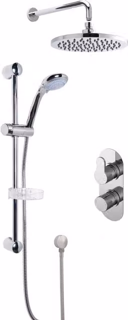 Balterley Concealed Twin Valve Bar Set with Multi Function Slide Rail Kit and Arm Head in Silver Chrome