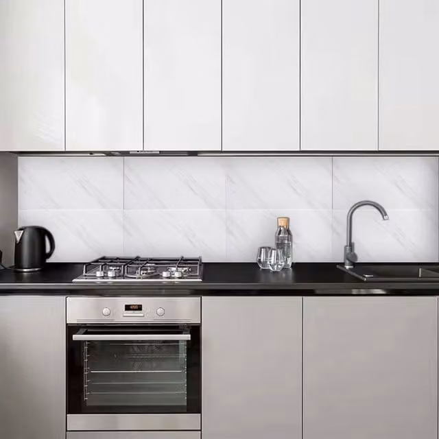 Livingandhome 10 Pack Volakas White Marble PVC Waterproof Adhesive Tile Stickers