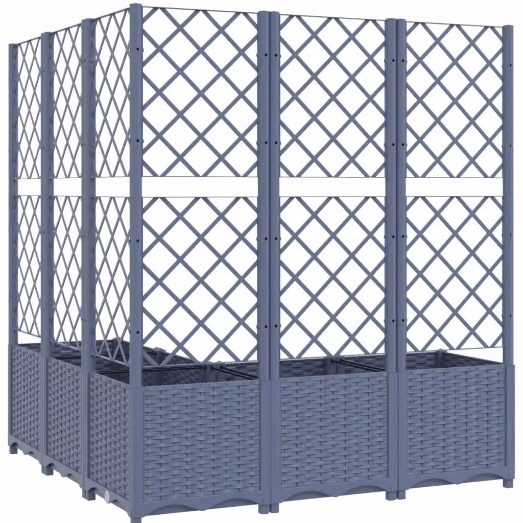 Berkfield Home Garden Planter with Trellis in Dark Grey, W/D/H: 120 x 120 x 136 cm – 5