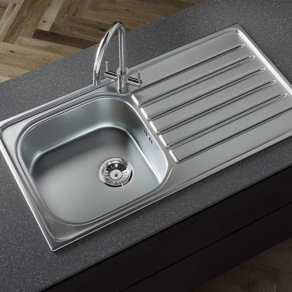 PAWNORA Single Bowl Satin Matt Inset Stainless Steel Kitchen Sink in Silver – 3