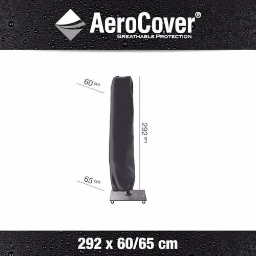 Platinum AeroCover Rip-Stop Polyester Free Arm Parasol Cover in Grey, W65 x D65 x H292 cm – 2
