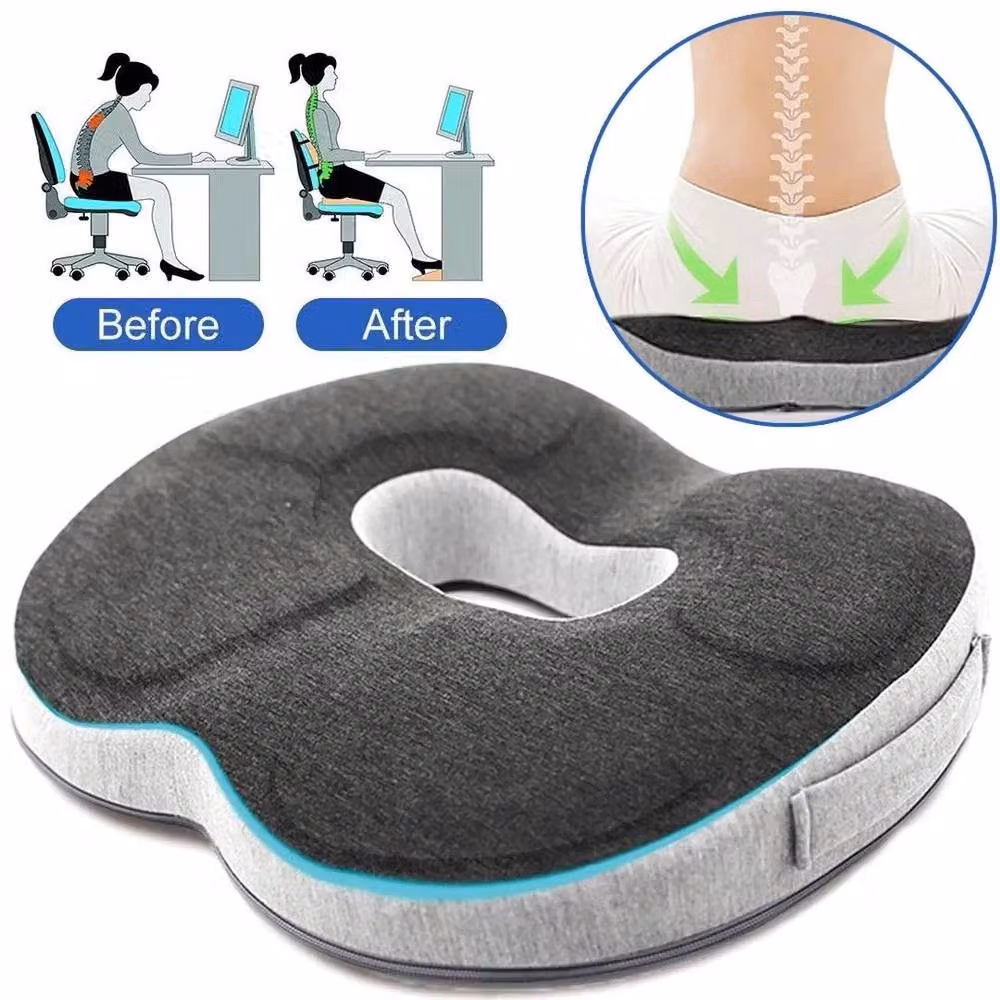 NESTLUNE Memory Foam Donut Cushion Grey, W: 120 cm, D: 135 cm – 2