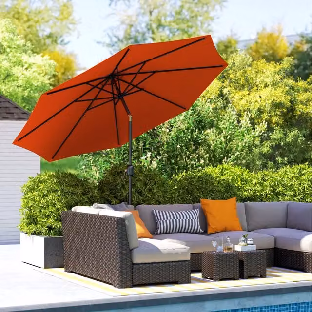 Outsunny Orange Steel Parasol Patio Umbrella