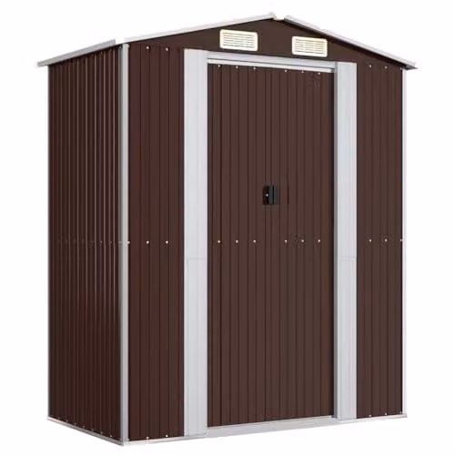 vidaXL Garden Shed in Dark Brown Galvanised Steel, W/D/H: 192 x 108 x 223 cm – 1