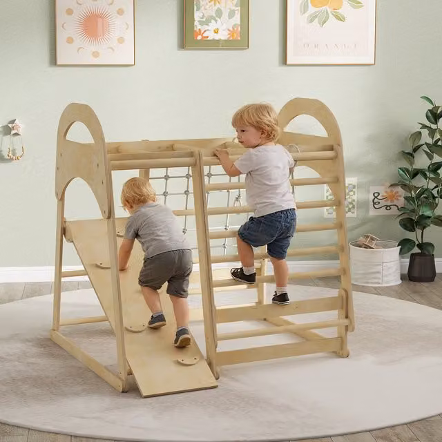 AIYAPLAY 6 in 1 Kids Indoor Jungle Gym Climbing Frame, Multicoloured