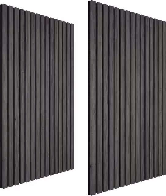 tectake Sound-absorbing Acoustic Panels in Black Oak Wood Look with MDF and Textile