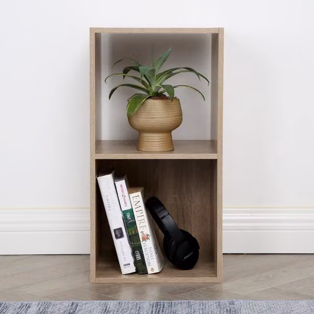 Home Garden Direct Jane 2x1 Cube Storage Box Bookshelf in Oak