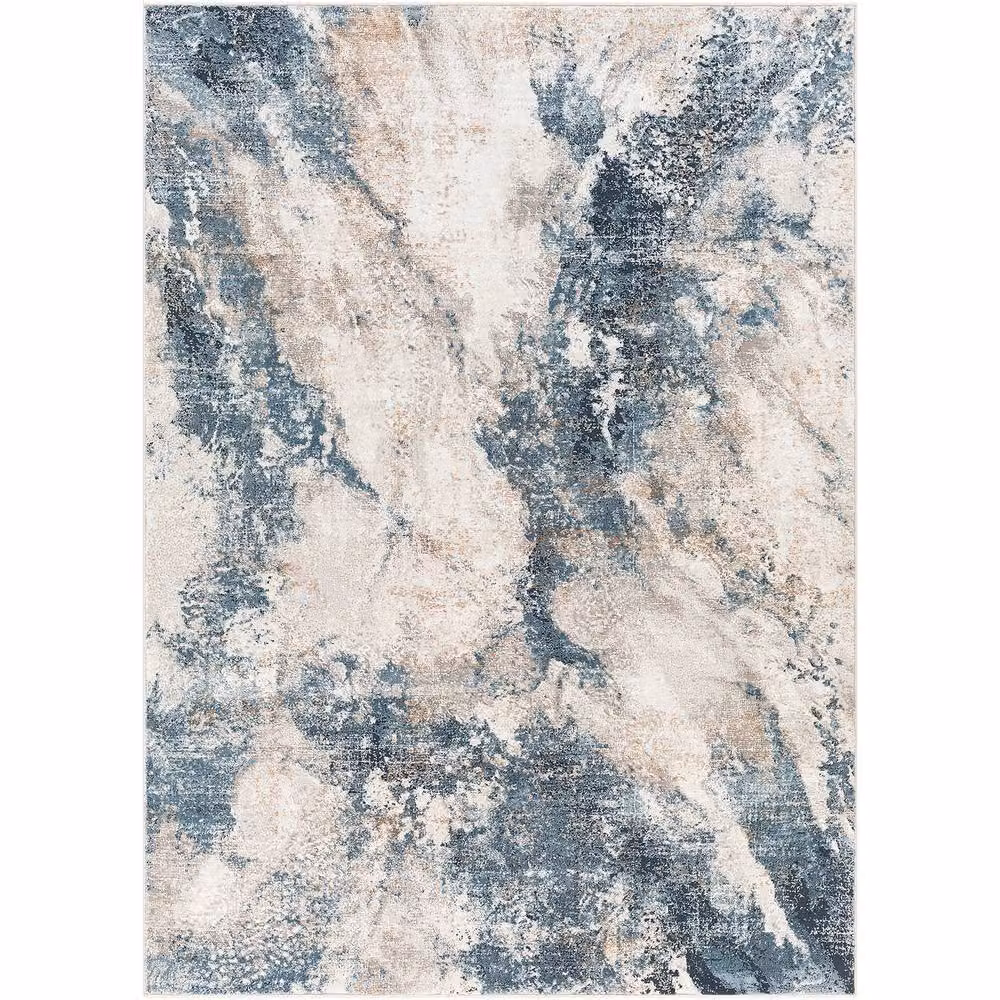 Livabliss Allegro Abstract Modern Marble Living and Dining Rug in Grey, Blue and Brown, W: 200 cm, D: 275 cm – 2