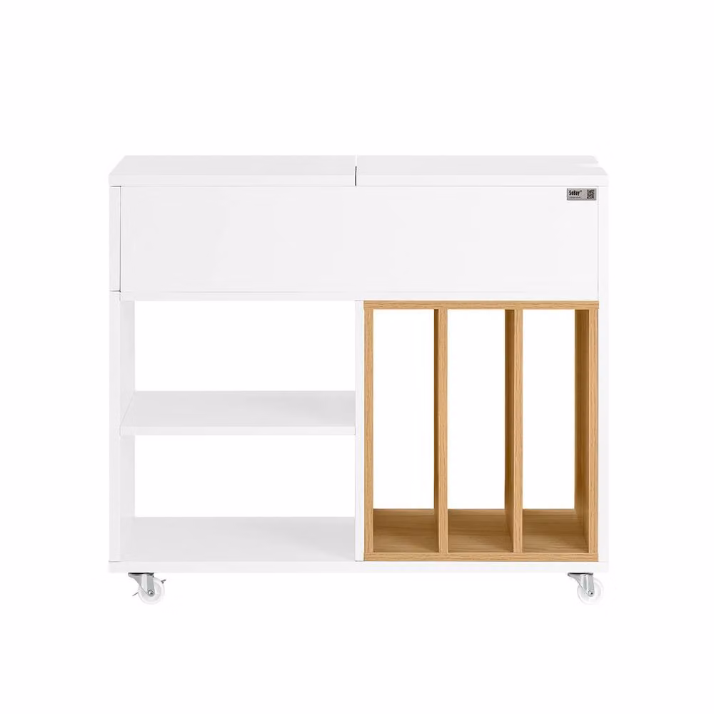 SoBuy Mobile Office Storage Cabinet with Castors and Lock, White, W: 38 cm, D: 38 cm, H: 61 cm – 2