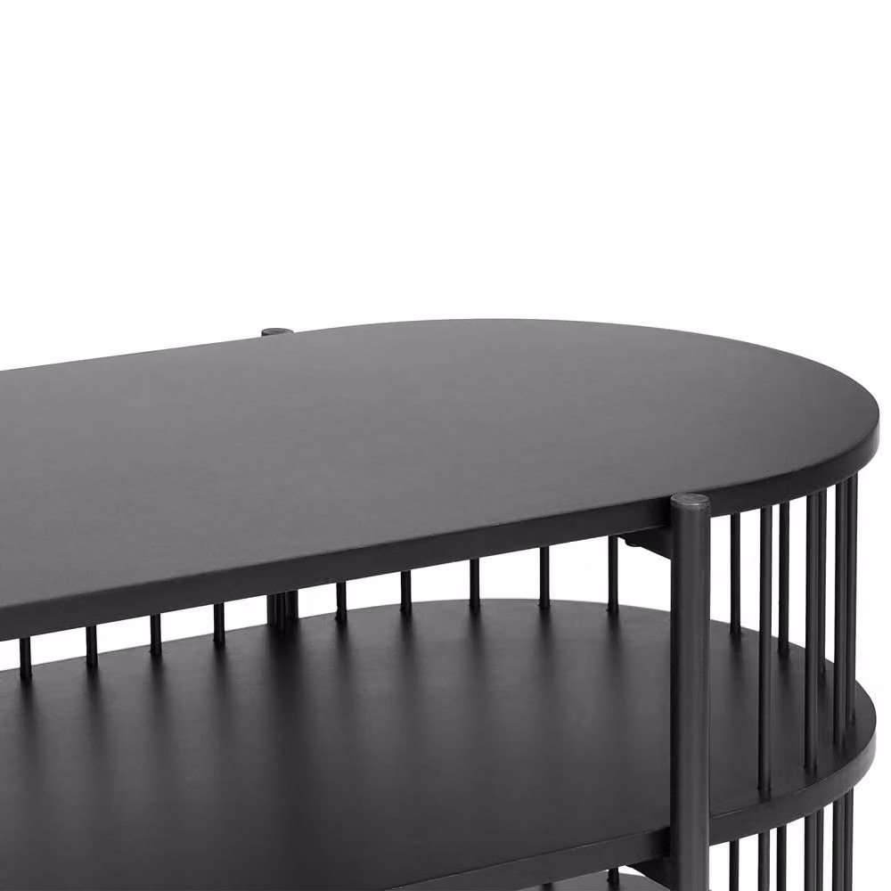 Wyld and Coco Modern Black MDF and Metal 2-Shelf Low TV Stand, W: 140 cm, H: 44 cm, D: 50 cm – 4