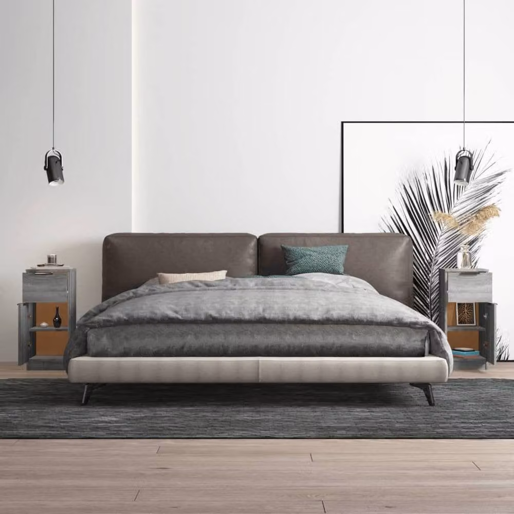 Berkfield Home Set of 2 Grey Sonoma Sideboards in Engineered Wood, W/D/H: 30 x 30 x 70 cm – 2