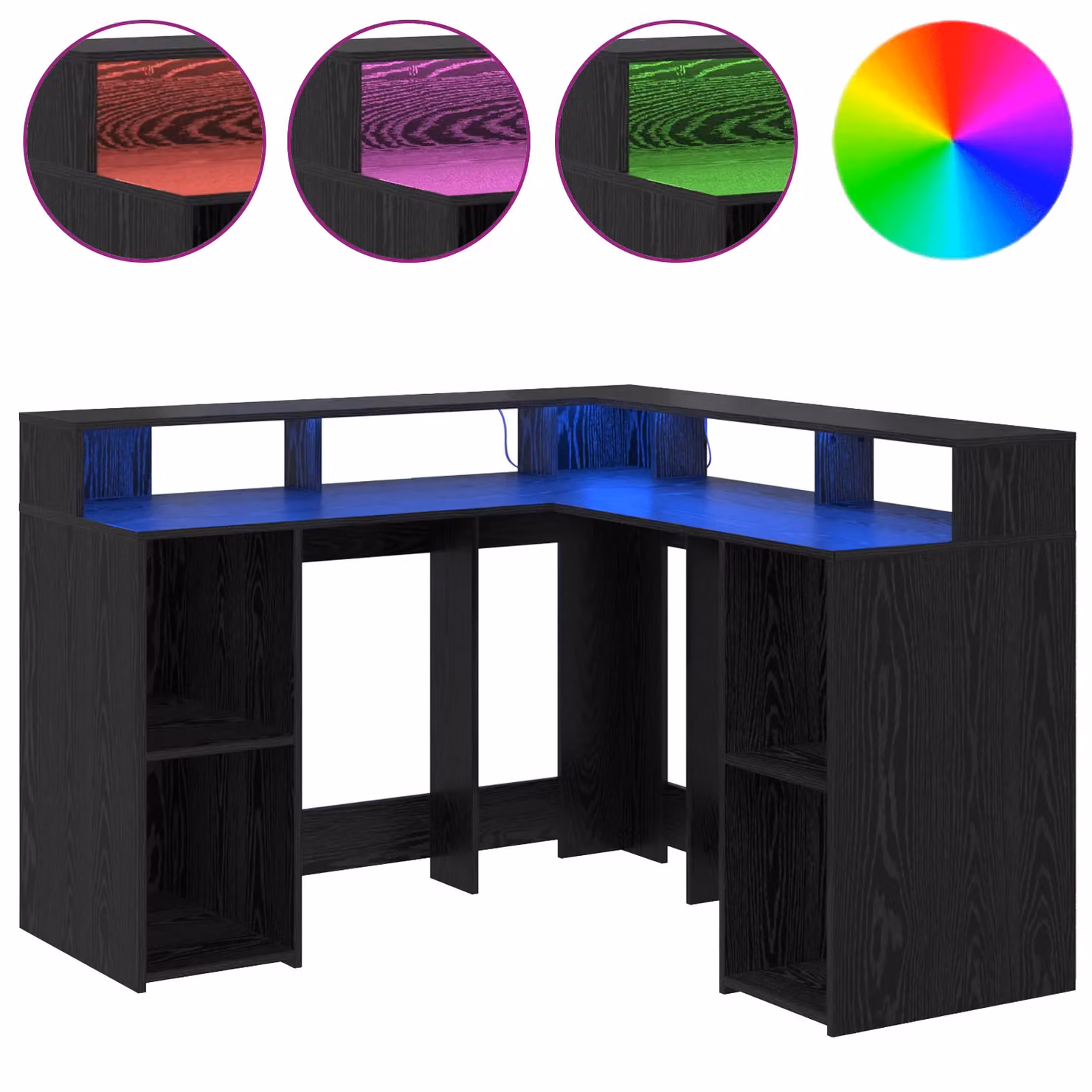 Berkfield Modern Black Oak Writing Desk in Engineered Wood W/D/H: 130 x 130 x 91 cm – 4