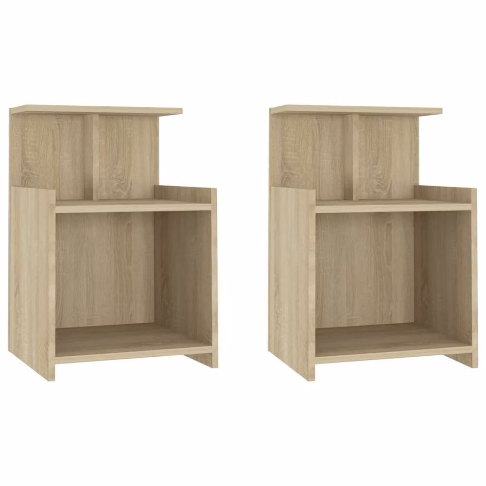 Berkfield Home Set of 2 Durable Bed Cabinets in Sonoma Oak, Light Brown, W/D/H: 40 x 35 x 60 cm – 2