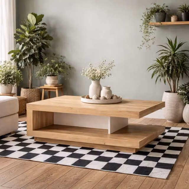 Wyld Haus Hjorring Minimalist Rectangular Coffee Table in Natural Oak – 1
