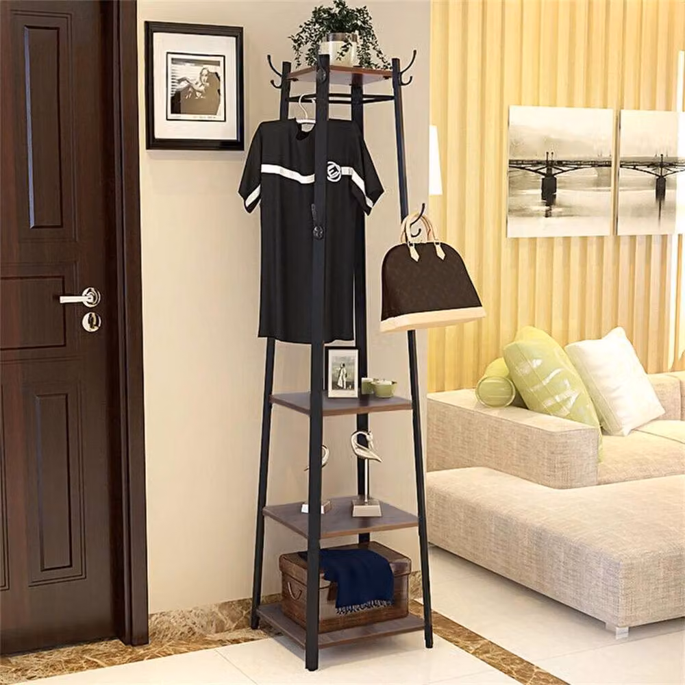 EONLION Heavy Duty Steel Frame Coat Rack in Brown – 3