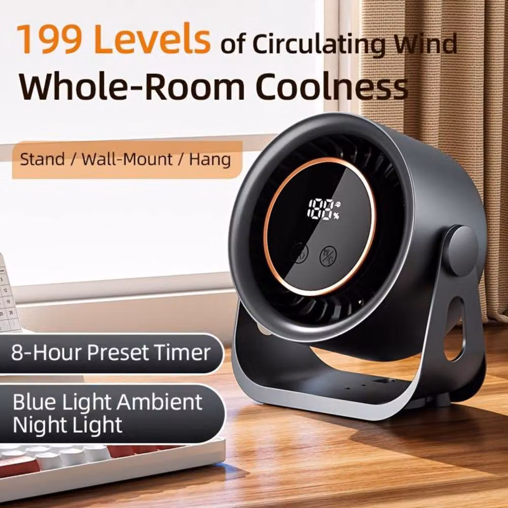 Dyzi Rechargeable Digital Display Desktop Fan in Grey – 4