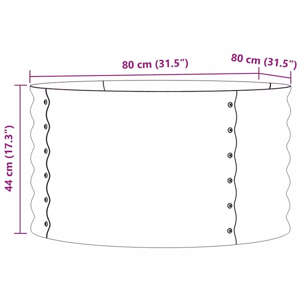 Berkfield Home Garden Raised Bed in Brown, Made from Galvanised Steel, W/D/H: 80 x 80 x 44 cm – 5