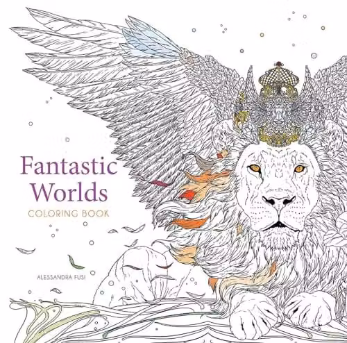 Fantastic Worlds Adult Colouring Book by Dover Publications Inc, Multicolour