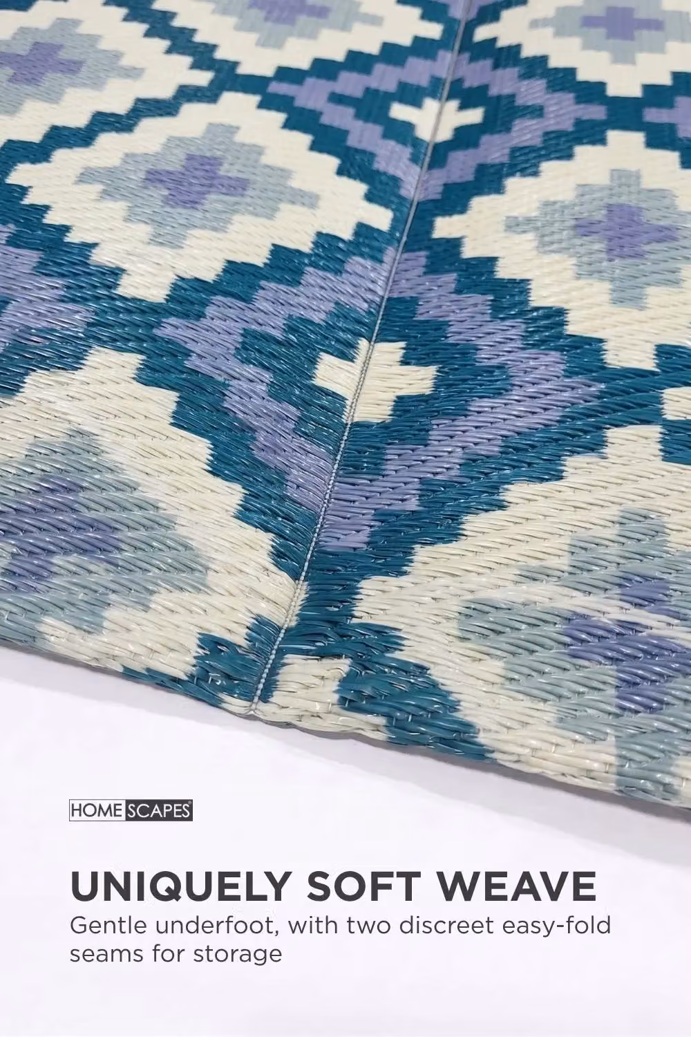 Homescapes Blue Mia Aztec Luxury Outdoor Rug, Reversible Geometric Woven Design, W/D/H: 270 x 180 x 1 cm – 3