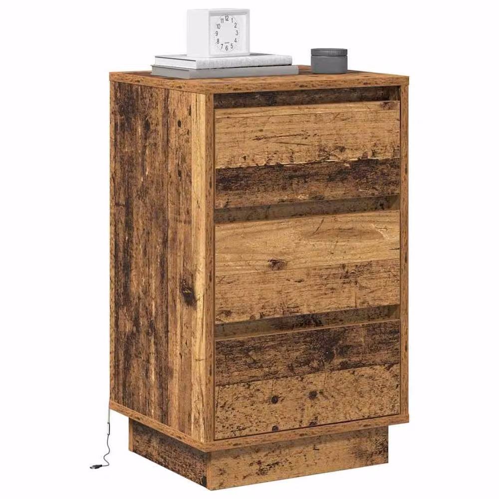Berkfield Home Bedside Cabinet with Integrated LED Lighting in Brown Old Wood, W: 39 cm, D: 34.5 cm, H: 65 cm – 3