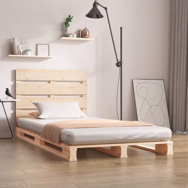 Berkfield Home Single Solid Wood Pine Bed Frame, Brown, W/D/H: 90 x 190 cm