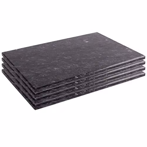 Argon Tableware Black Natural Marble Rectangular Placemats, Pack of 4, W: 30 cm, D: 20 cm