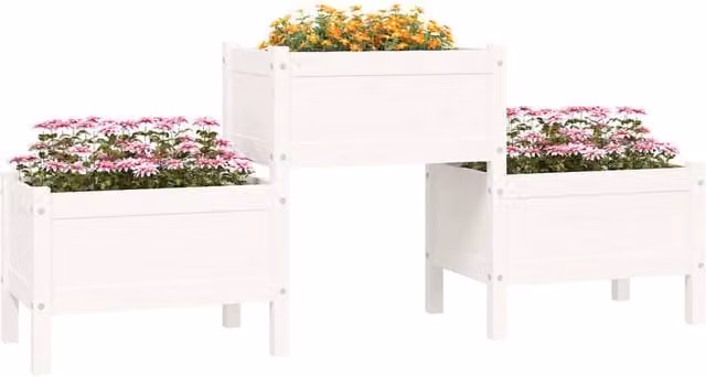 Berkfield Home White Solid Wood Pine Planter W: 178.5 cm, D: 44 cm, H: 75 cm – 1