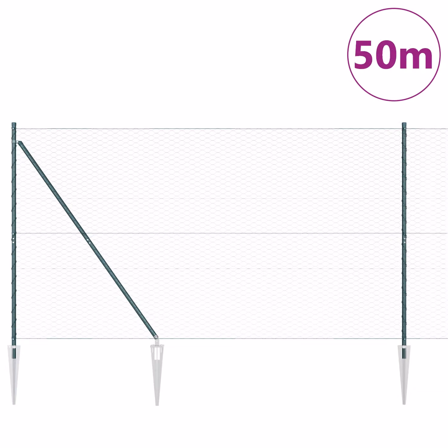 Berkfield Home Green Powder-Coated Steel Hexagon Fence, H: 150 cm x L: 50 m – 2