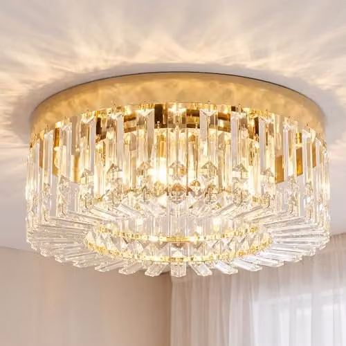 HOMCOM Crystal Ceiling Chandelier with 160 Transparent Pendants in Gold Tone – 1