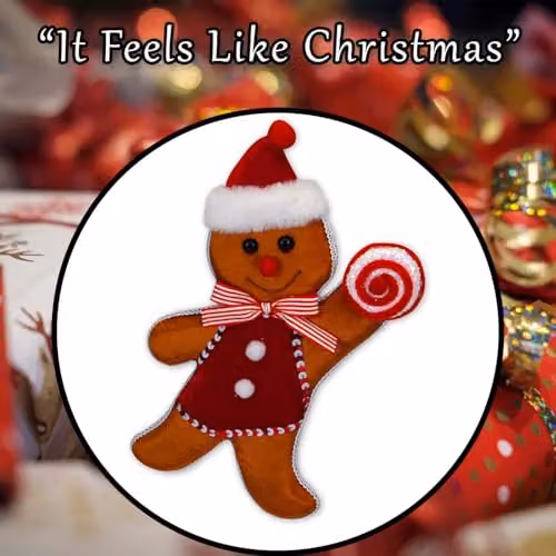 VFM e-Store Christmas Gingerbread Man Hanging Decoration, Red and Multicolour Textile Ornament, H 31 cm x W 7 cm – 7