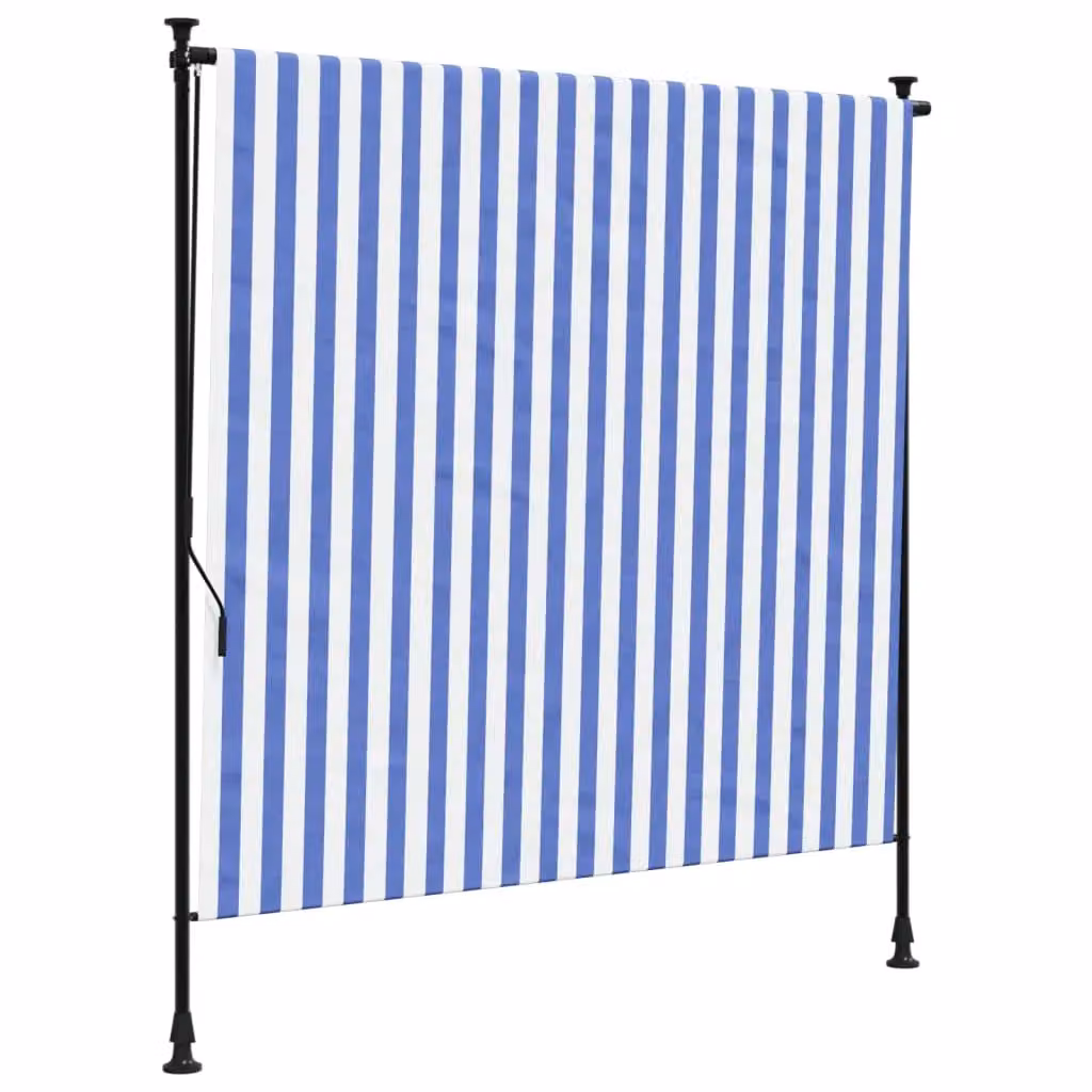 Berkfield Home Outdoor Roller Blind in Blue and White, W: 200 cm, H: 270 cm – 2