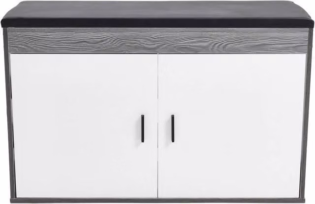 FORGEVIO Industrial Shoe Bench and Storage Organiser in Grey, White and Black