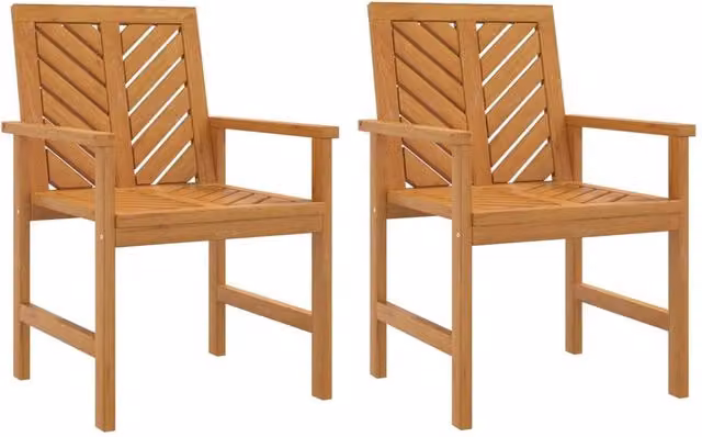 Berkfield Home Set of 2 Modern Geometric Acacia Wood Garden Dining Chairs in Brown