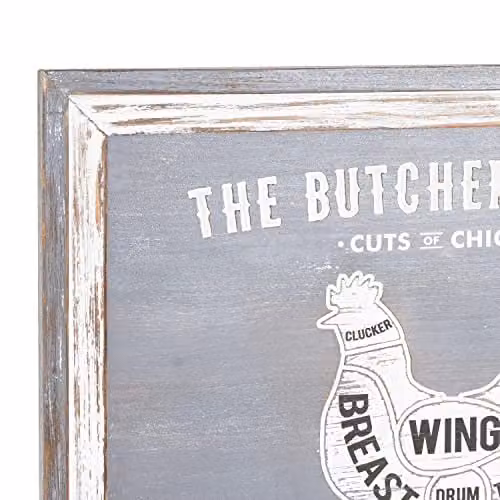 KDMD Butchers Cuts Chicken Wall Plaque in White and Grey, W: 58 cm, H: 45 cm, D: 1 cm – 2