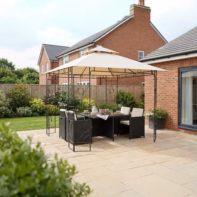 Outdoor Essentials Arosa Beige Steel Hip Roof Gazebo