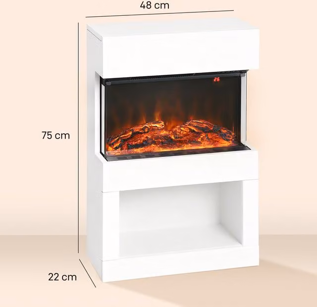 HOMCOM Electric Fireplace with 3D Flame Effect in White