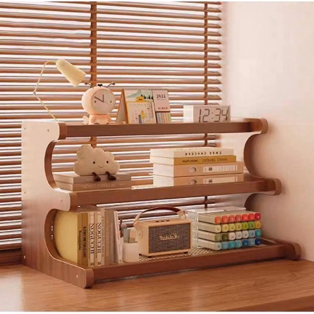 FORGEVIO 3 Tier Tabletop Cup Storage Rack Display Shelf in Brown Walnut – 3