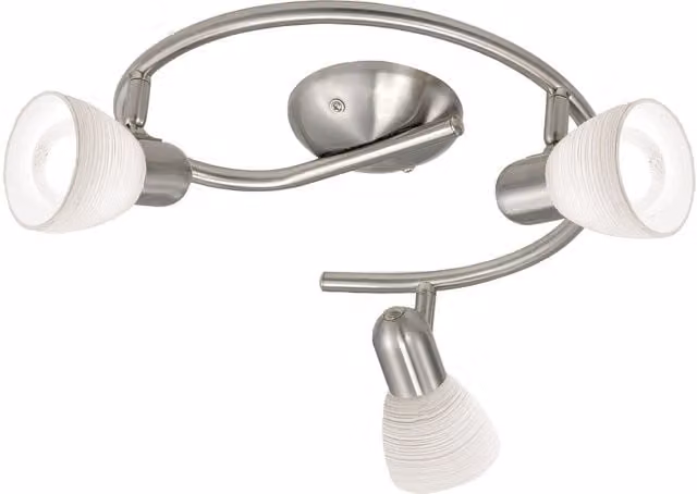 Loops Flush Ceiling Light in Satin Nickel and White Glass with E14 Bulbs