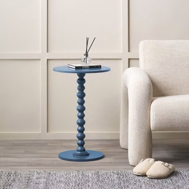 Pacific Lifestyle Margot Wood Bobble Side Table in Navy Blue
