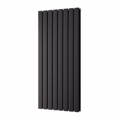 UK Radiators Typhoon Black Flat Tube Vertical Designer Radiator, W: 54.4 cm, H: 120 cm – 2