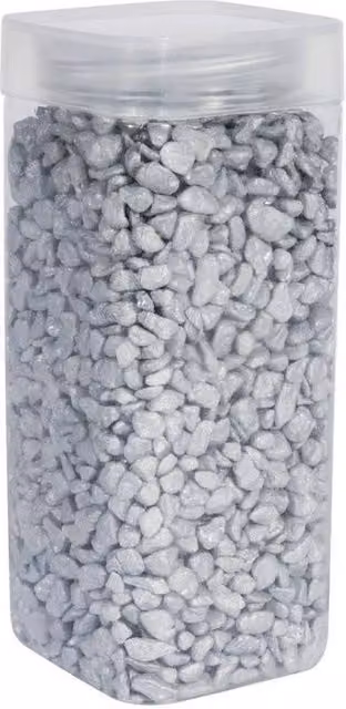 KDMD Silver Stone Pebbles in Square Jars, 3 Pack, 900g each – 1